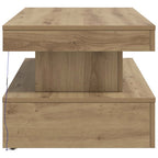 Tavolino da Salotto con Luci LED Rovere Artigianale 90x50x40 cm