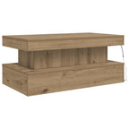 Tavolino da Salotto con Luci LED Rovere Artigianale 90x50x40 cm