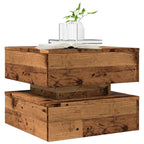 Tavolino da Salotto con Luci LED Legno Antico 50x50x40 cm