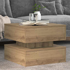 Tavolino da Salotto con Luci LED Rovere Artigianale 50x50x40 cm