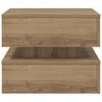 Tavolino da Salotto con Luci LED Rovere Artigianale 50x50x40 cm