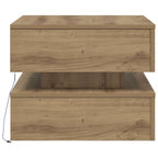 Tavolino da Salotto con Luci LED Rovere Artigianale 50x50x40 cm