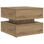 Tavolino da Salotto con Luci LED Rovere Artigianale 50x50x40 cm
