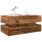 Tavolino da Salotto con Luci LED Legno Antico 90x50x40 cm