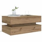 Tavolino da Salotto con Luci LED Rovere Artigianale 90x50x40 cm