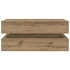 Tavolino da Salotto con Luci LED Rovere Artigianale 90x50x40 cm