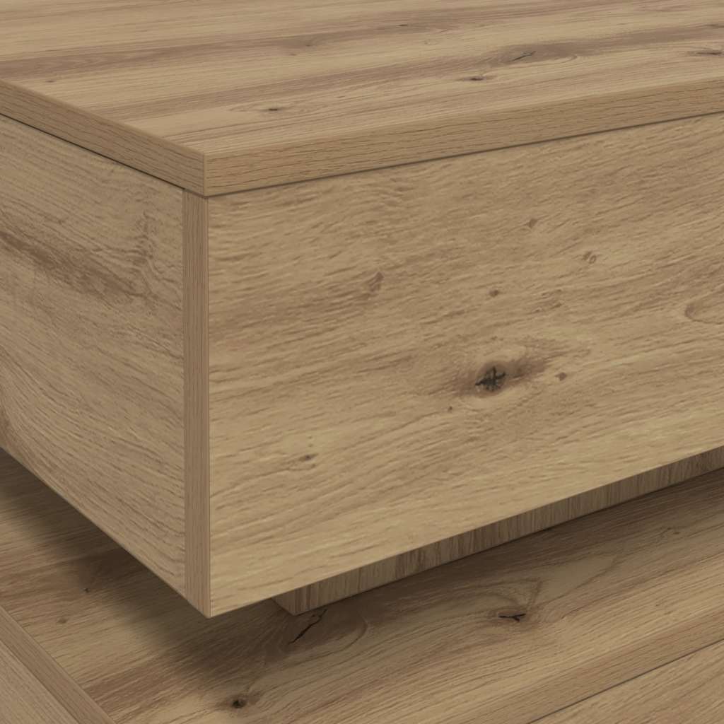 Tavolino da Salotto con Luci LED Rovere Artigianale 90x50x40 cm