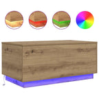 Tavolino da Salotto con Luci LED Rovere Artigianale 90x50x40 cm