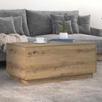 Tavolino da Salotto con Luci LED Rovere Artigianale 90x50x40 cm