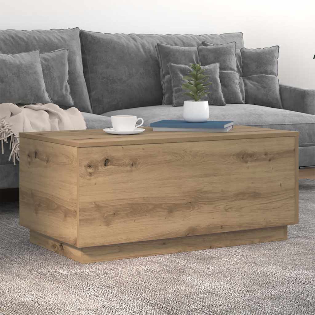 Tavolino da Salotto con Luci LED Rovere Artigianale 90x50x40 cm
