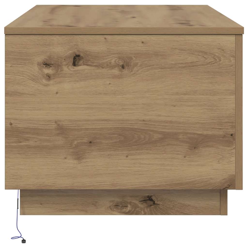 Tavolino da Salotto con Luci LED Rovere Artigianale 90x50x40 cm