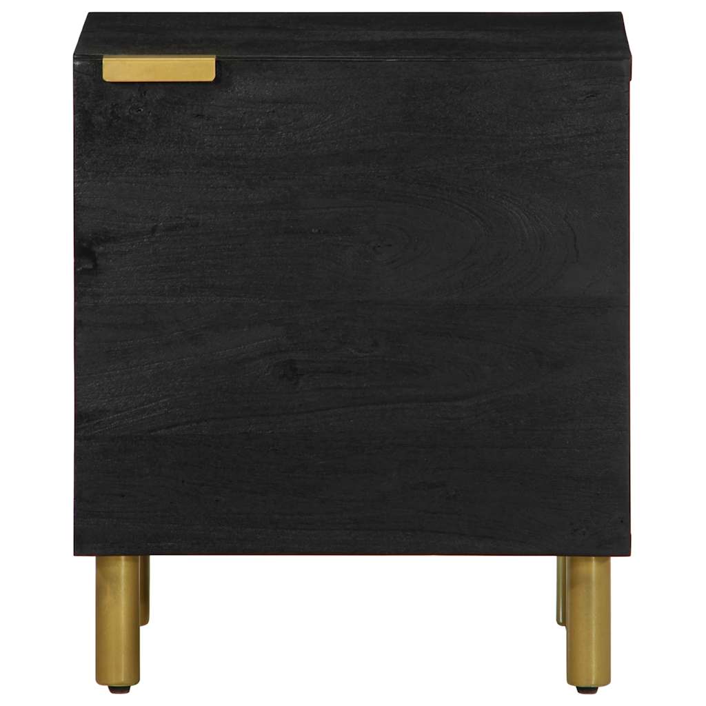 Comodino Nero 40x33x46 cm in Legno Massello di Mango
