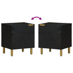 Comodino Nero 40x33x46 cm in Legno Massello di Mango