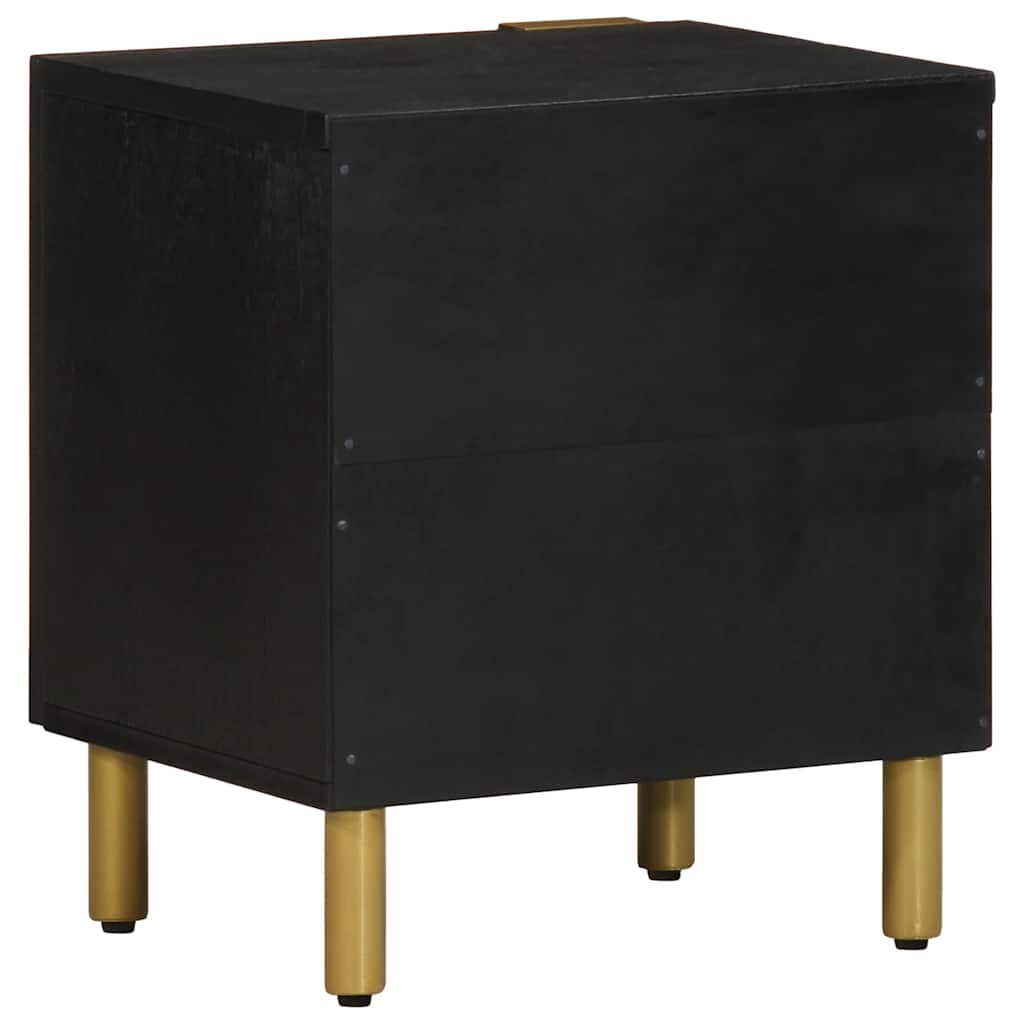 Comodini 2 pz Neri 40x33x46 cm in Legno Massello di Mango