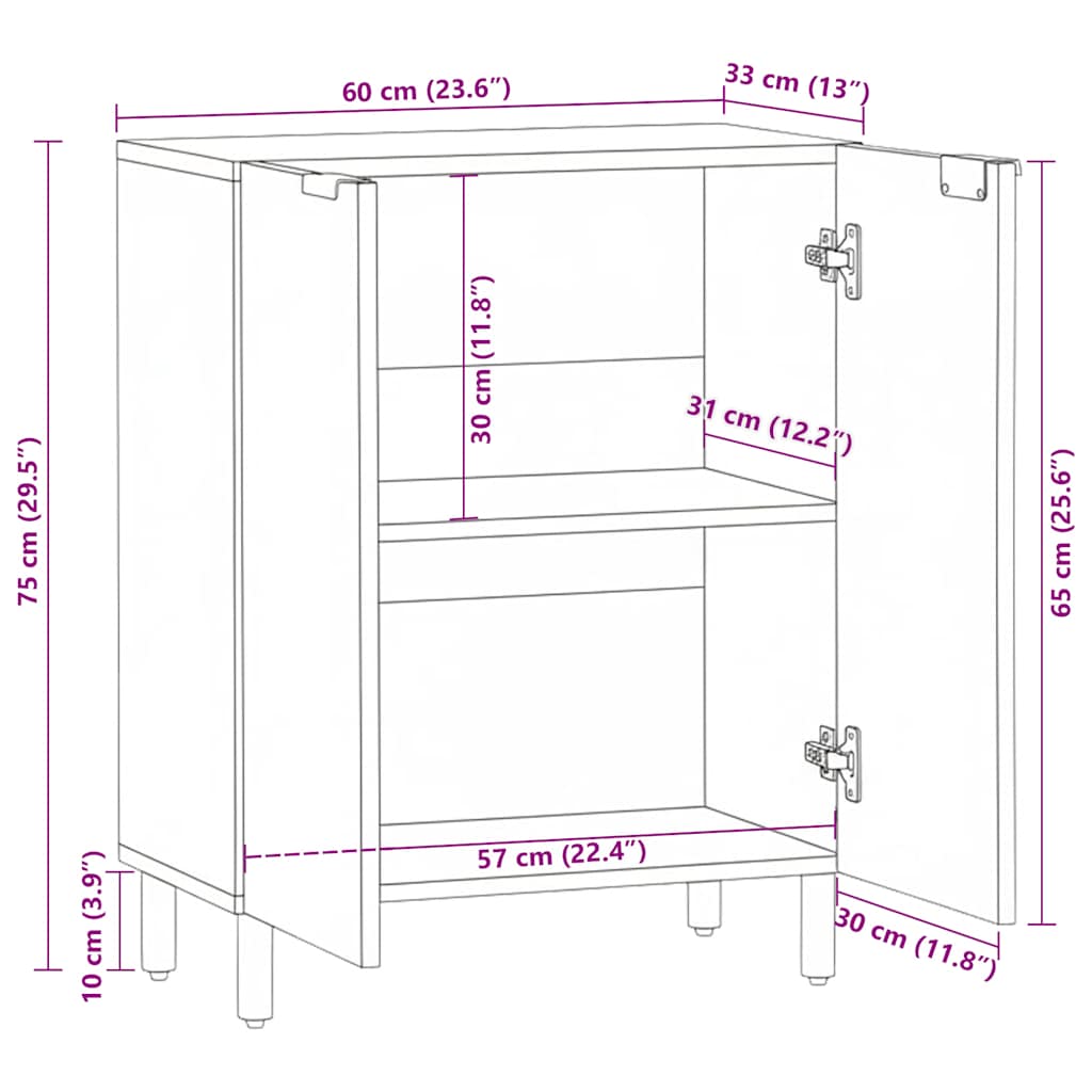Credenza Nera 60x33x75 cm in Legno Multistrato