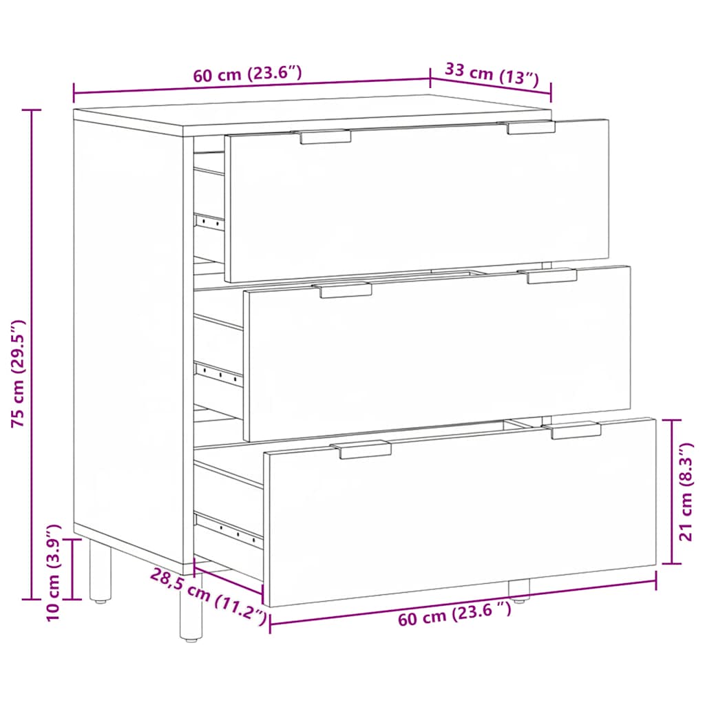 Credenza Nera 60x33x75 cm in Legno Multistrato