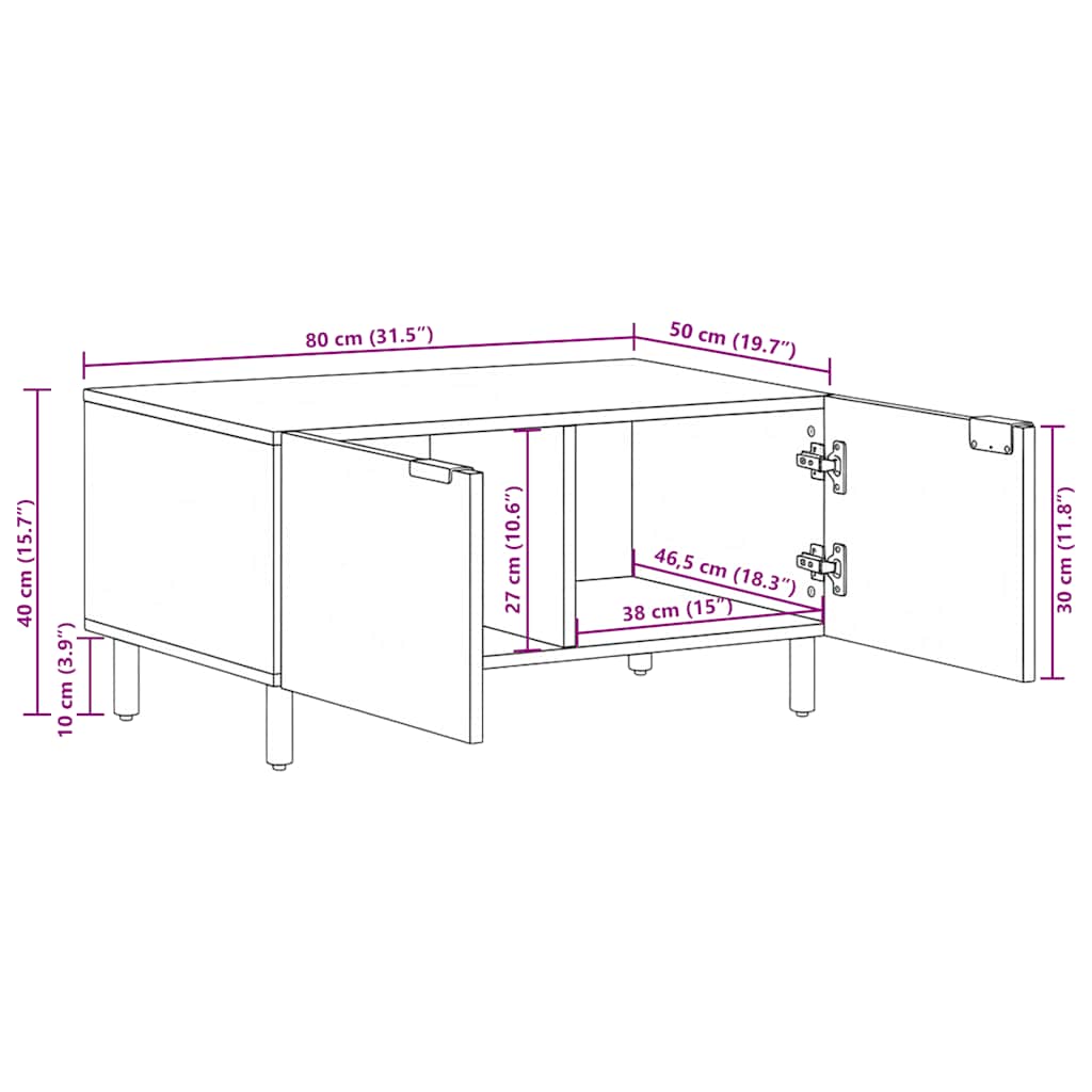 Tavolino da Salotto Nero 80x50x40 cm in Legno Multistrato