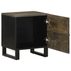 Comodini 2pz Neri 40x33x46 cm in Legno Massello di Mango