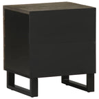 Comodini 2pz Neri 40x33x46 cm in Legno Massello di Mango