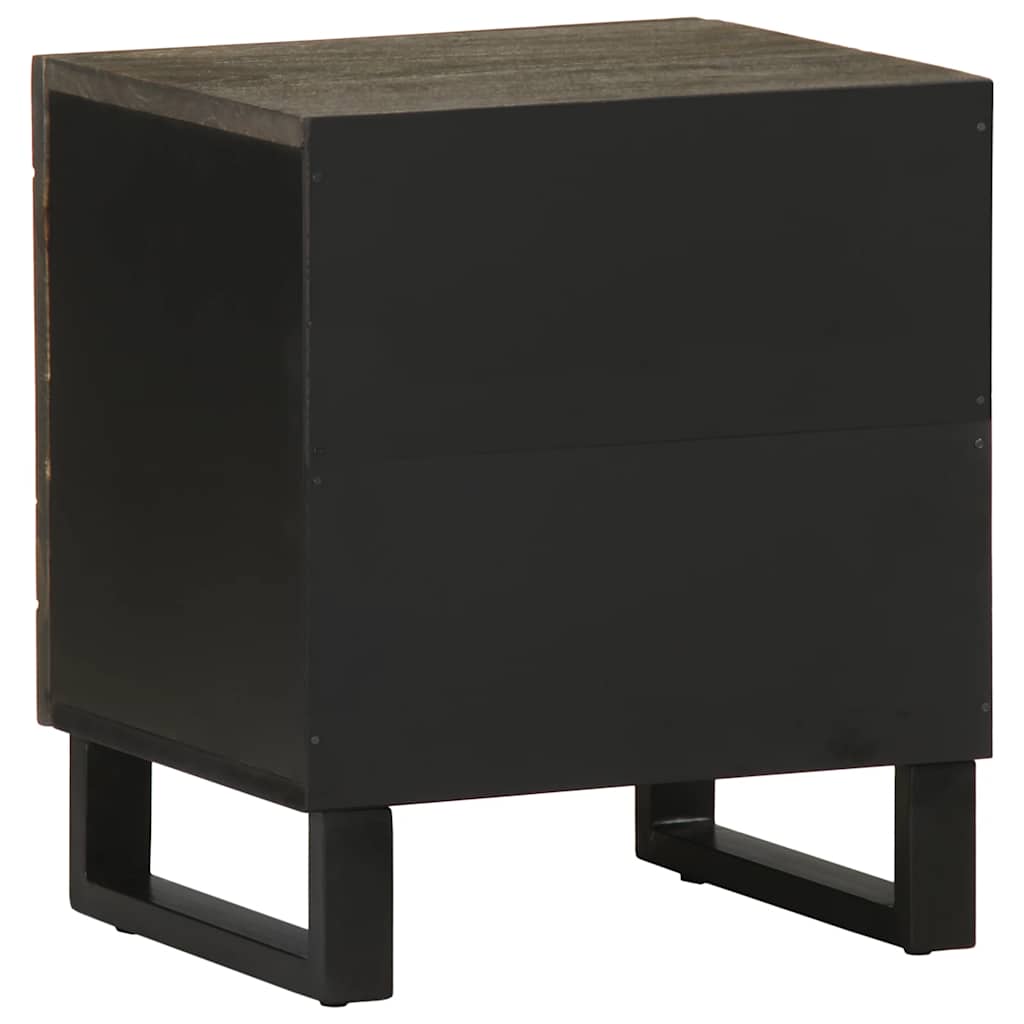 Comodini 2pz Neri 40x33x46 cm in Legno Massello di Mango