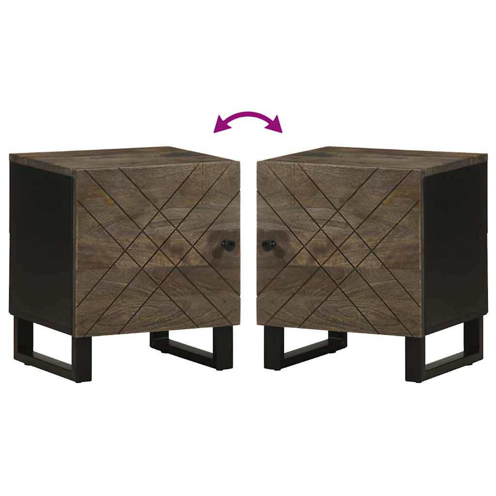 Comodini 2pz Neri 40x33x46 cm in Legno Massello di Mango
