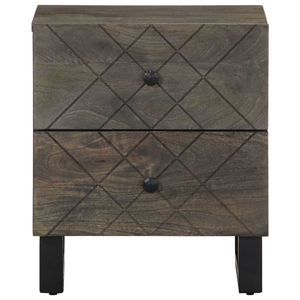 Comodino Nero 40x33x46 cm in Legno Massello di Mango