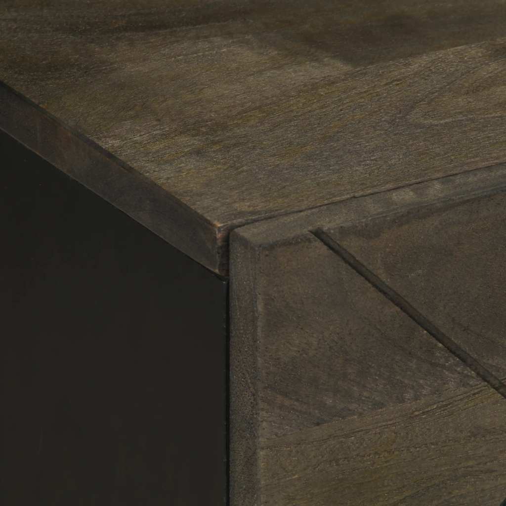 Comodino Nero 40x33x46 cm in Legno Massello di Mango