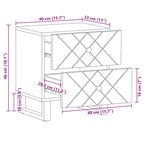 Comodini 2pz Neri 40x33x46 cm in Legno Massello di Mango