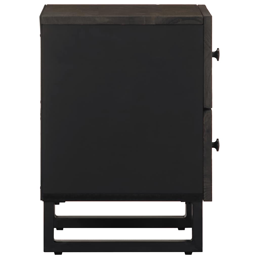 Comodini 2pz Neri 40x33x46 cm in Legno Massello di Mango