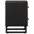 Comodini 2pz Neri 40x33x46 cm in Legno Massello di Mango