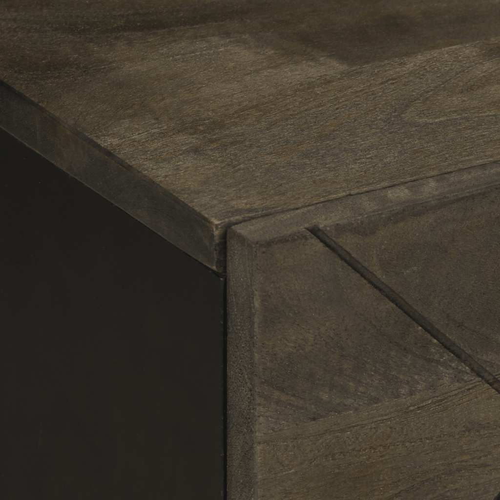 Comodini 2pz Neri 40x33x46 cm in Legno Massello di Mango