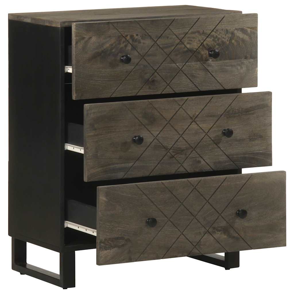 Credenza Nera 60x33x75 cm in Legno Massello di Mango