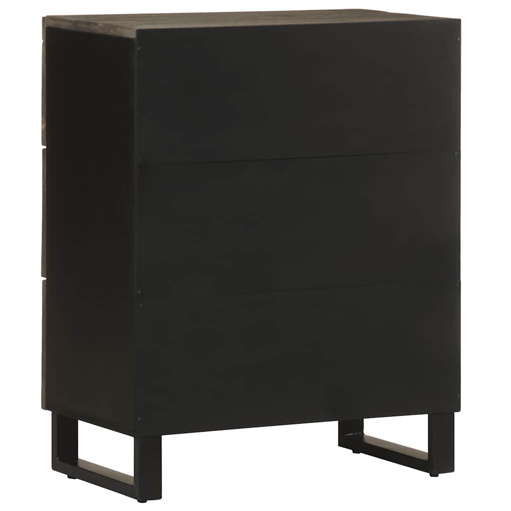 Credenza Nera 60x33x75 cm in Legno Massello di Mango