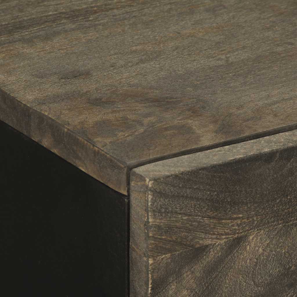 Credenza Nera 60x33x75 cm in Legno Massello di Mango