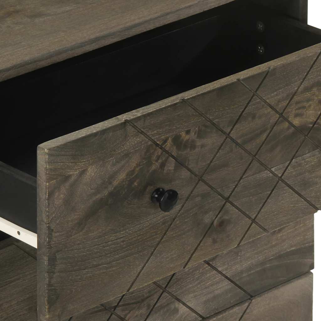 Credenza Nera 60x33x75 cm in Legno Massello di Mango