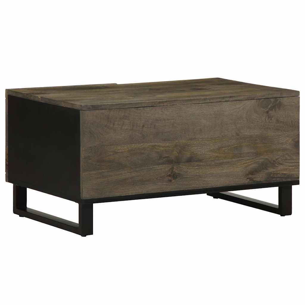 Tavolino da Salotto Nero 80x50x40 cm in Legno Massello di Mango
