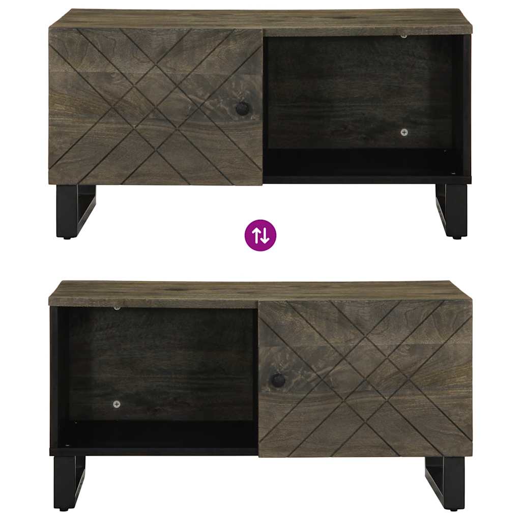 Tavolino da Salotto Nero 80x50x40 cm in Legno Massello di Mango