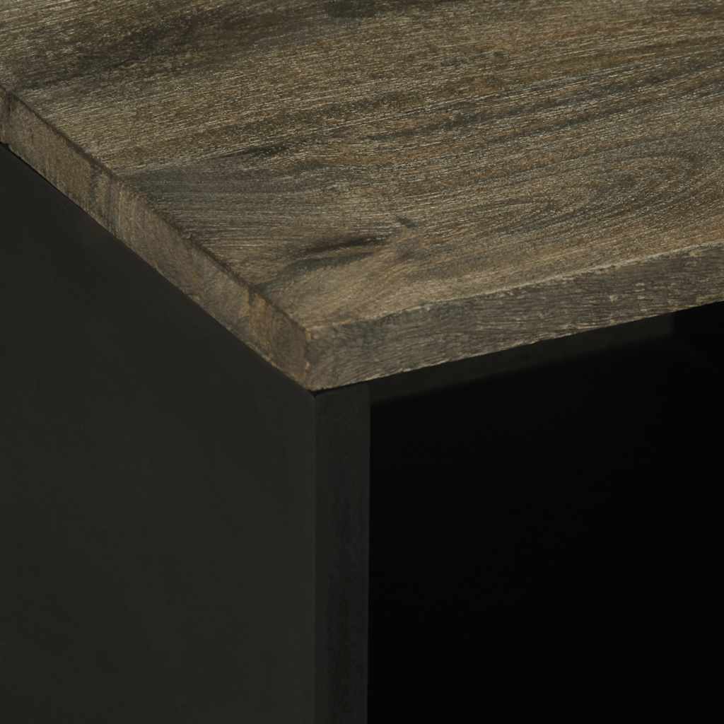 Tavolino da Salotto Nero 80x50x40 cm in Legno Massello di Mango