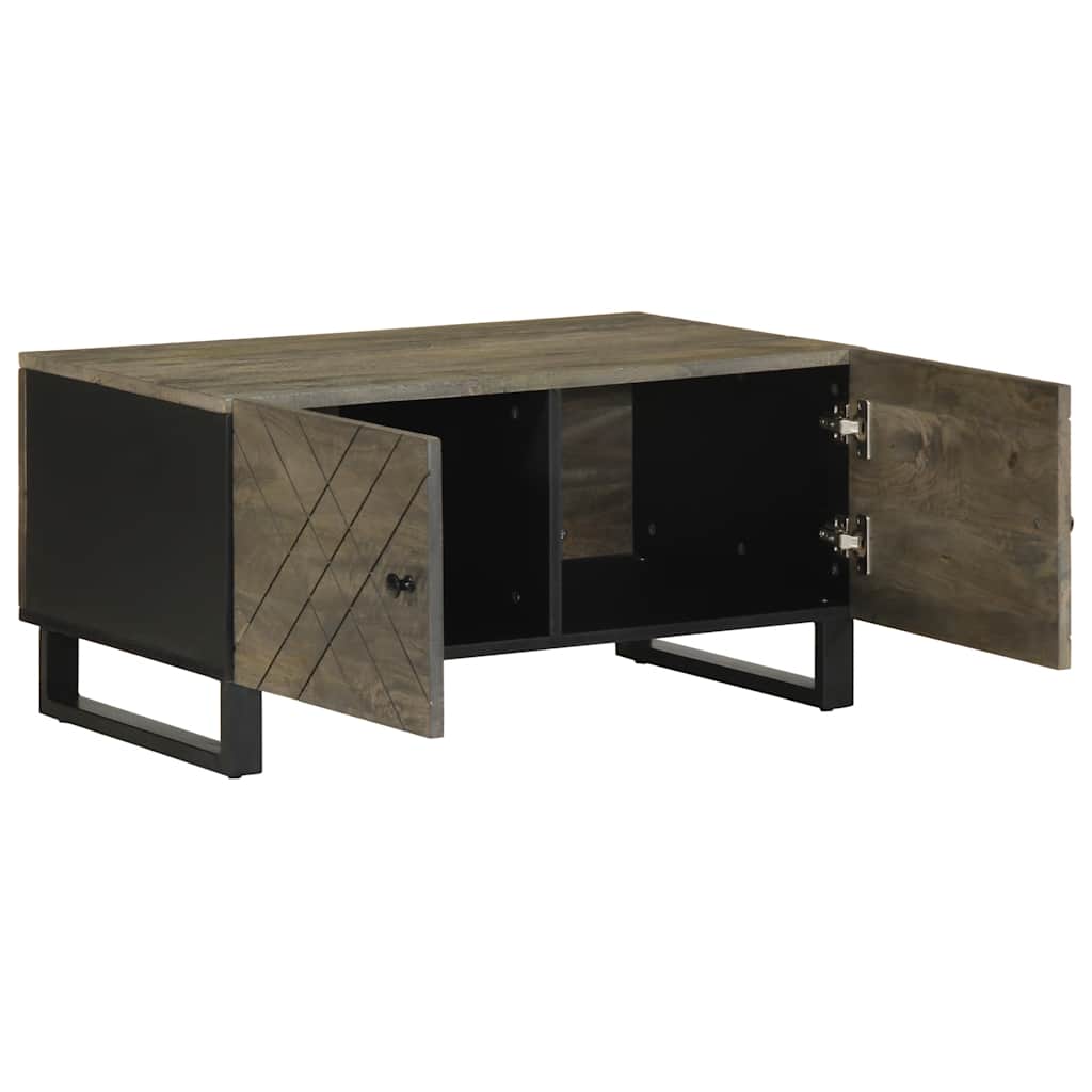 Tavolino da Salotto Nero 80x50x40 cm in Legno Massello di Mango