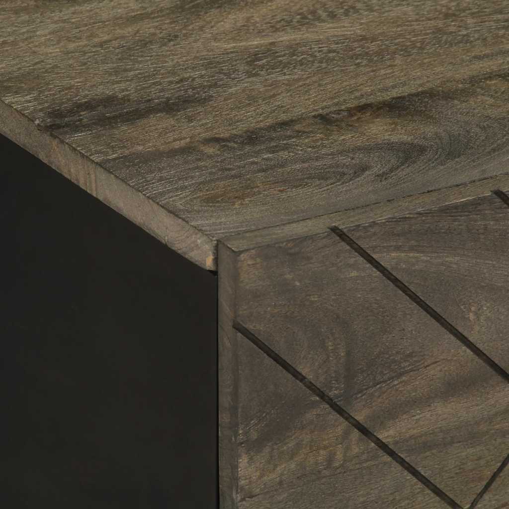 Tavolino da Salotto Nero 80x50x40 cm in Legno Massello di Mango