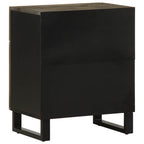 Comodino Nero 50x33x60 cm in Legno Massello di Mango