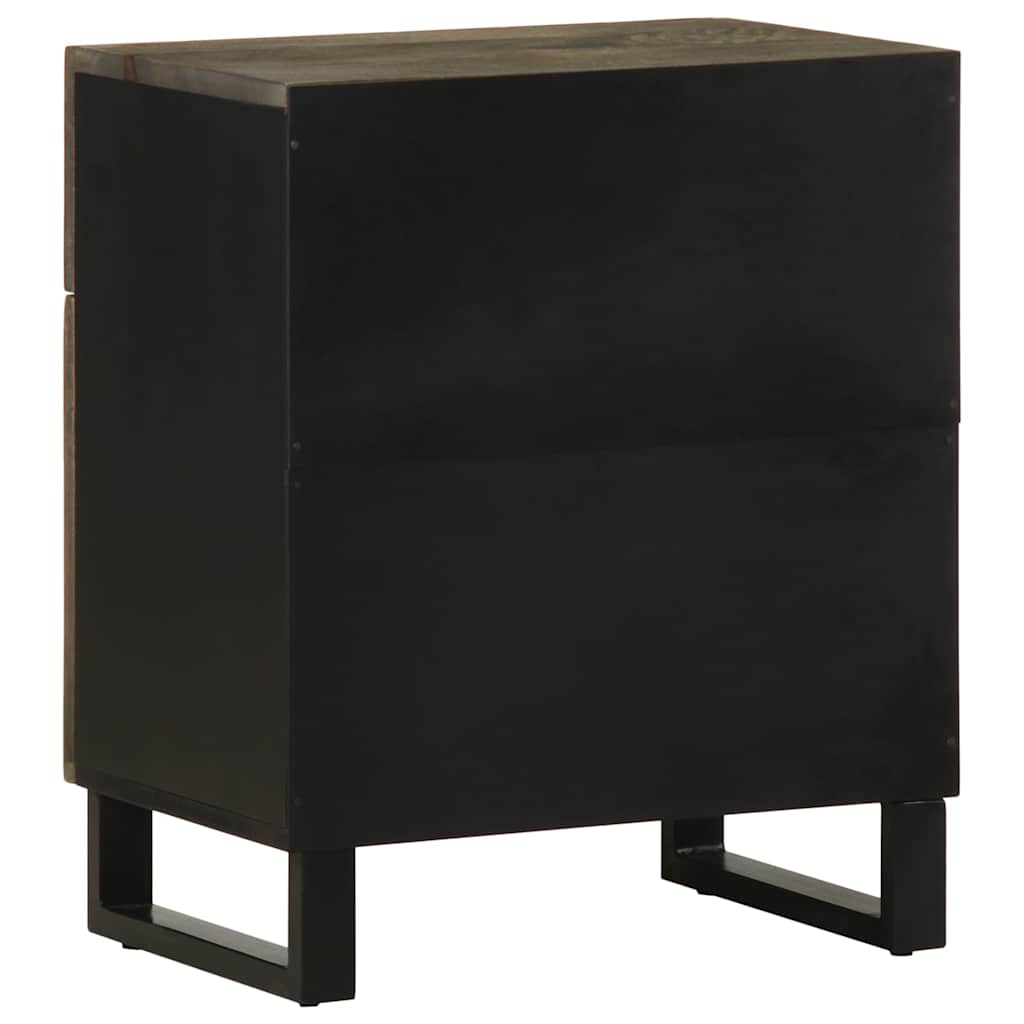 Comodino Nero 50x33x60 cm in Legno Massello di Mango