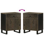 Comodino Nero 50x33x60 cm in Legno Massello di Mango
