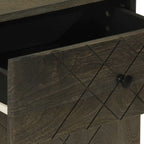 Comodino Nero 50x33x60 cm in Legno Massello di Mango