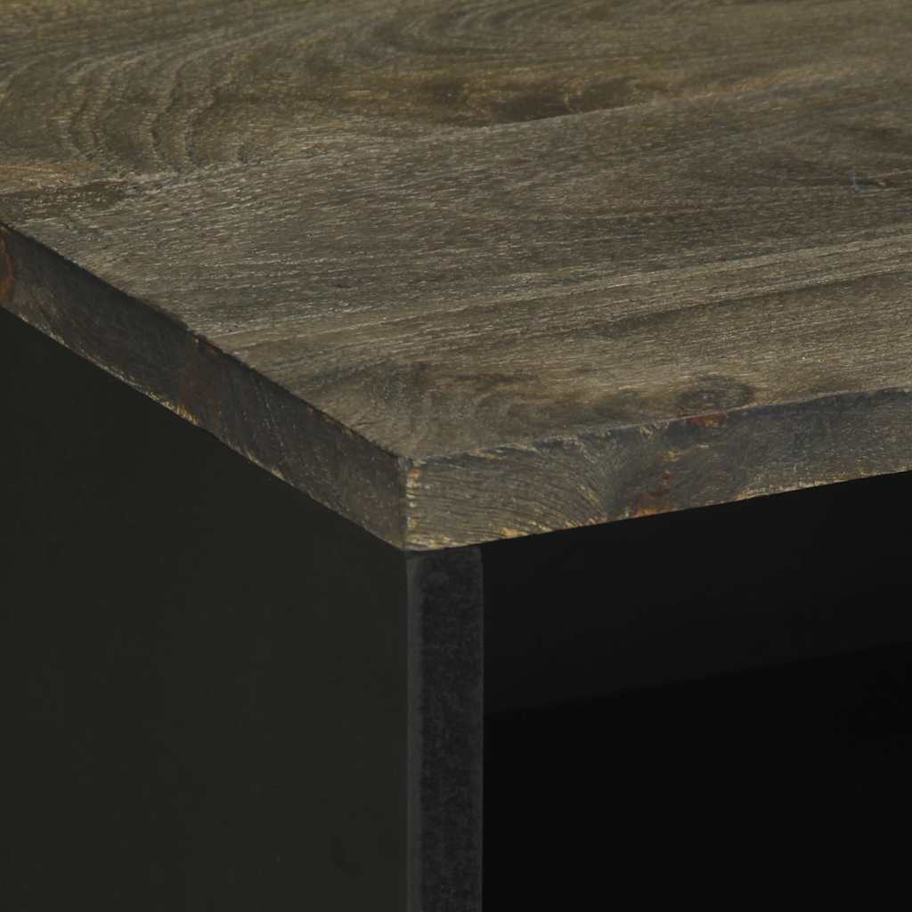 Comodino Nero 50x33x62 cm in Legno Massello di Mango
