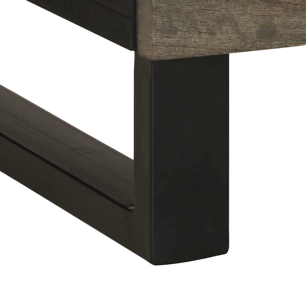 Comodino Nero 50x33x62 cm in Legno Massello di Mango