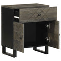 Comodino Nero 50x33x60 cm in Legno Massello di Mango