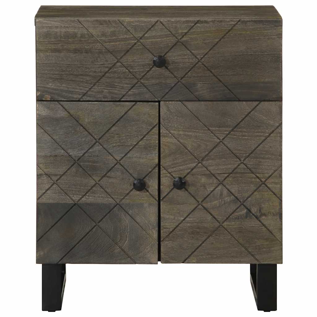 Comodino Nero 50x33x60 cm in Legno Massello di Mango
