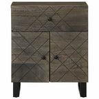 Comodino Nero 50x33x60 cm in Legno Massello di Mango