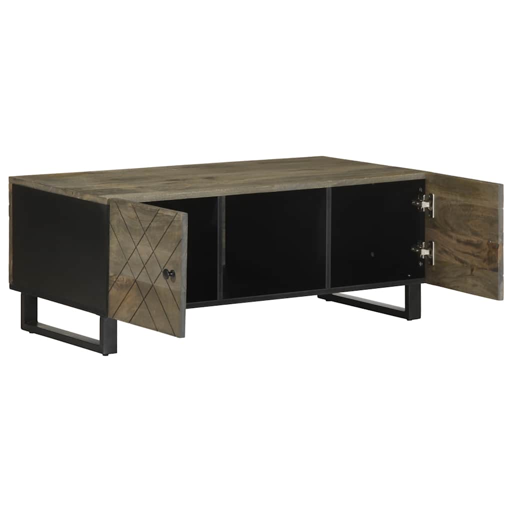 Tavolino da Salotto Nero 100x54x40cm in Legno Massello di Mango
